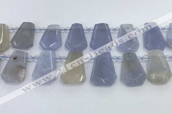 CTD2330 Top drilled 16*18mm - 20*30mm freeform blue chalcedony beads