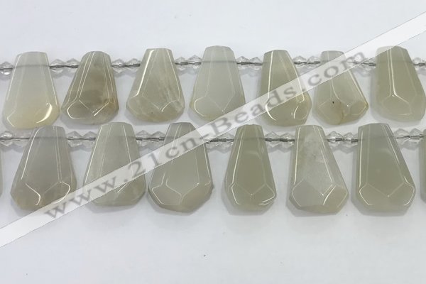 CTD2332 Top drilled 16*18mm - 20*30mm faceted freeform moonstone beads