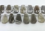 CTD2334 Top drilled 16*18mm - 20*30mm faceted freeform moonstone beads