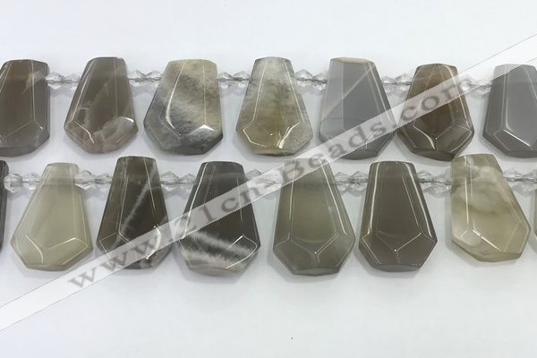 CTD2334 Top drilled 16*18mm - 20*30mm faceted freeform moonstone beads