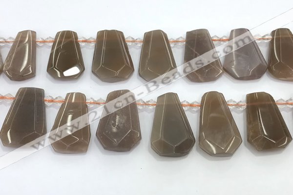 CTD2335 Top drilled 16*18mm - 20*30mm faceted freeform moonstone beads