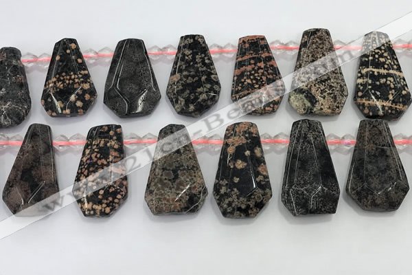 CTD2351 Top drilled 16*18mm - 20*30mm freeform red snowflake obsidian beads