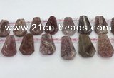 CTD2358 Top drilled 16*18mm - 20*30mm freeform strawberry quartz beads