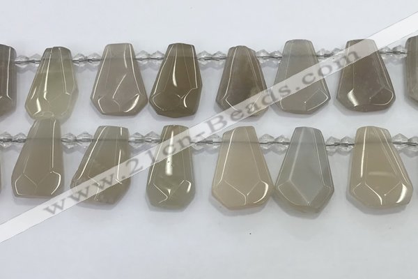 CTD2362 Top drilled 16*18mm - 20*30mm faceted freeform moonstone beads