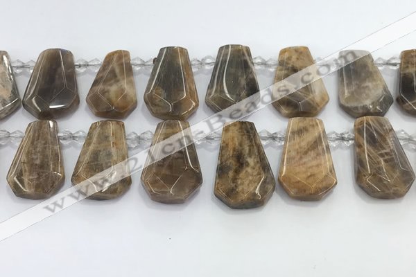 CTD2364 Top drilled 16*18mm - 20*30mm faceted freeform moonstone beads