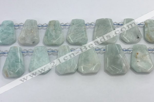 CTD2366 Top drilled 16*18mm - 20*30mm faceted freeform amazonite beads