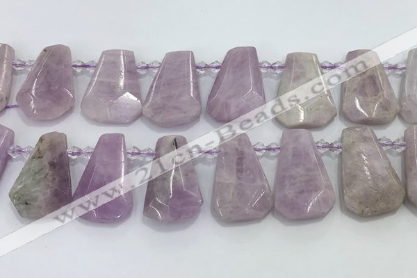 CTD2369 Top drilled 16*18mm - 20*30mm faceted freeform kunzite beads