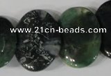 CTD25 Top drilled 20*30mm oval moss agate beads wholesale