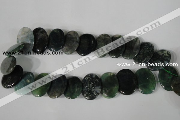 CTD25 Top drilled 20*30mm oval moss agate beads wholesale