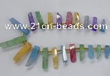 CTD2518 Top drilled 8*25mm - 11*50mm sticks druzy agate beads