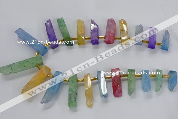 CTD2518 Top drilled 8*25mm - 11*50mm sticks druzy agate beads