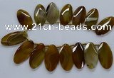 CTD2530 Top drilled 28*57mm faceted oval agate gemstone beads