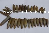 CTD2562 Top drilled 12*35mm - 15*55mm bullet agate fossil beads