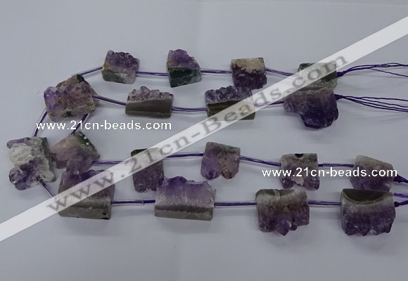 CTD2571 15.5 inches 20*22mm - 25*30mm freeform druzy amethyst beads