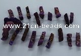 CTD2579 Top drilled 10*30mm - 10*50mm sticks plated druzy agate beads