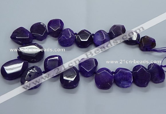 CTD2586 Top drilled 20*25mm - 30*40mm faceted freeform agate beads