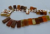 CTD2608 Top drilled 14*27mm - 16*42mm rectangle agate beads