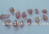 CTD2622 Top drilled 10*25mm - 20*45mm nuggets plated druzy quartz beads