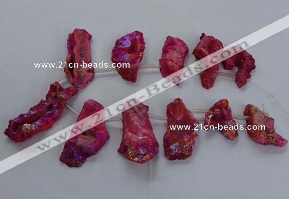 CTD2672 Top drilled 25*30mm - 35*60mm freeform plated druzy agate beads