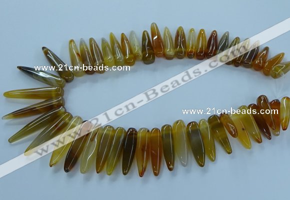 CTD2683 Top drilled 8*25mm - 10*50mm bullet agate gemstone beads