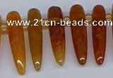 CTD2724 Top drilled 8*35mm bullet agate gemstone beads wholesale