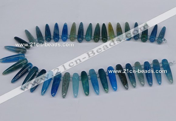 CTD2727 Top drilled 8*35mm bullet agate gemstone beads wholesale