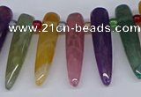 CTD2730 Top drilled 8*35mm bullet agate gemstone beads wholesale