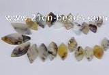 CTD2735 Top drilled 15*30mm - 25*50mm marquise montana agate beads