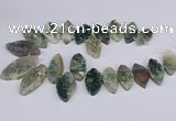 CTD2738 Top drilled 15*30mm - 25*50mm marquise moss agate beads