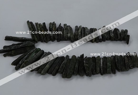 CTD2765 Top drilled 6*20mm - 8*55mm sticks green kyanite beads