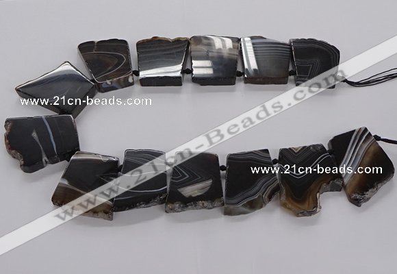 CTD2769 Top drilled 25*30mm - 35*40mm freeform line agate beads