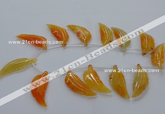 CTD2772 Top drilled 20*45mm - 25*55mm carved leaf agate beads