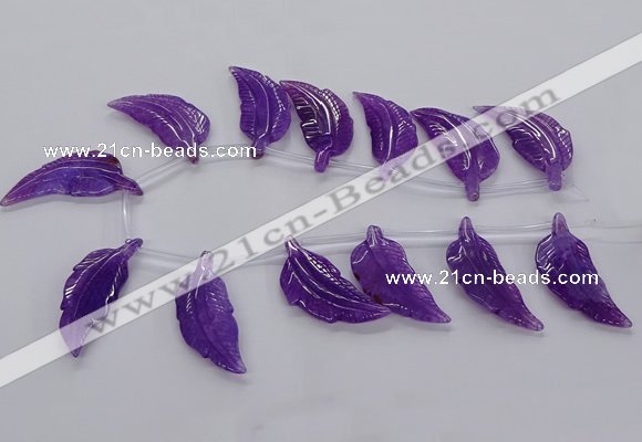 CTD2773 Top drilled 20*45mm - 25*55mm carved leaf agate beads