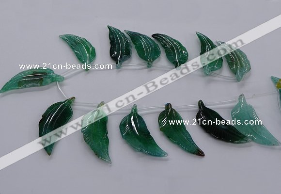 CTD2776 Top drilled 20*45mm - 25*55mm carved leaf agate beads