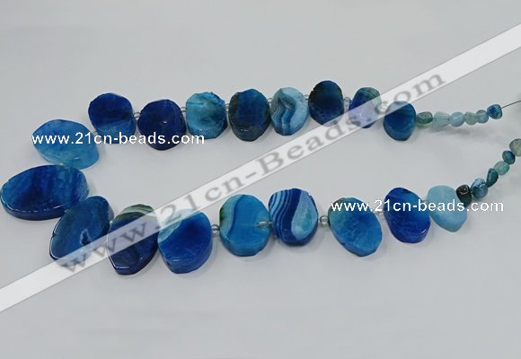 CTD2784 Top drilled 15*25mm - 25*40mm oval agate gemstone beads