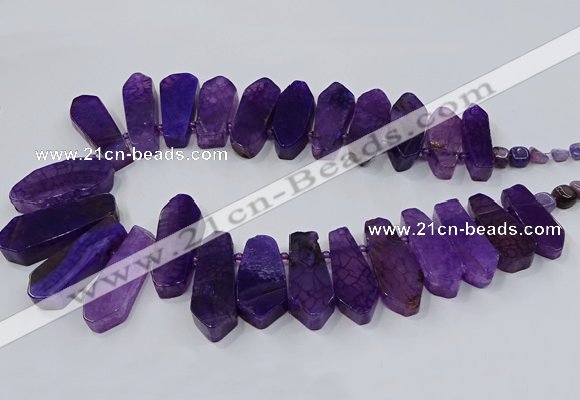 CTD2820 Top drilled 15*30mm - 18*45mm sticks agate gemstone beads