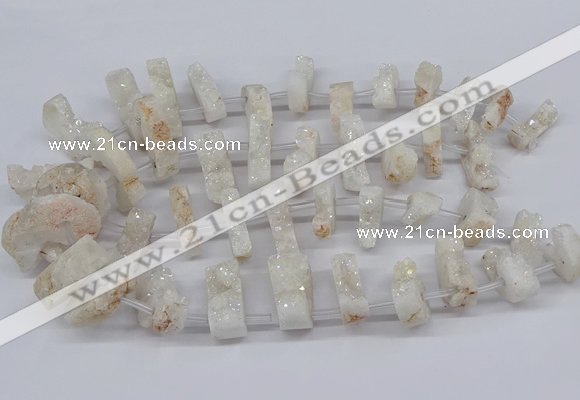 CTD2840 Top drilled 15*20mm - 18*40mm freeform plated druzy agate beads