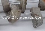 CTD2841 Top drilled 15*20mm - 18*40mm freeform plated druzy agate beads