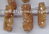 CTD2844 Top drilled 15*20mm - 18*40mm freeform plated druzy agate beads