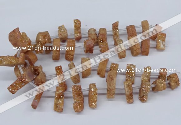 CTD2844 Top drilled 15*20mm - 18*40mm freeform plated druzy agate beads