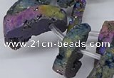 CTD2846 Top drilled 15*20mm - 18*40mm freeform plated druzy agate beads