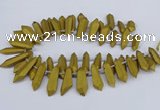 CTD2853 Top drilled 10*20mm - 15*50mm sticks plated quartz beads