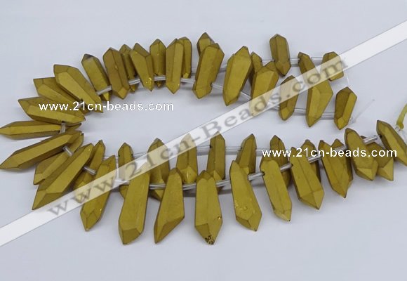 CTD2853 Top drilled 10*20mm - 15*50mm sticks plated quartz beads