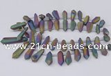 CTD2855 Top drilled 10*20mm - 15*50mm sticks plated quartz beads