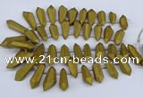 CTD2863 Top drilled 15*20mm - 22*50mm sticks plated quartz beads