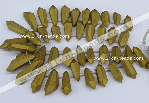 CTD2863 Top drilled 15*20mm - 22*50mm sticks plated quartz beads