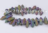 CTD2865 Top drilled 15*20mm - 22*50mm sticks plated quartz beads