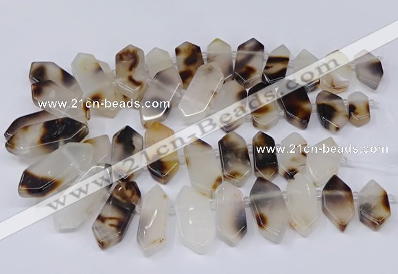 CTD2870 Top drilled 12*25mm - 18*45mm sticks Montana agate beads