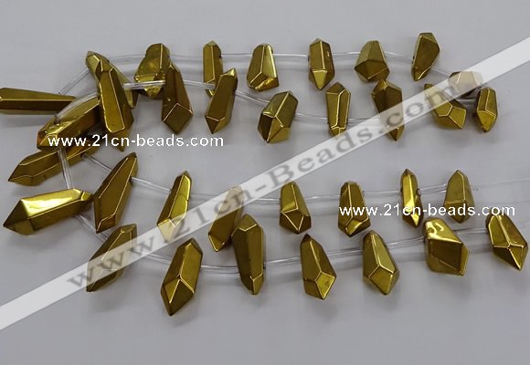 CTD2874 Top drilled 10*20mm - 15*50mm sticks plated quartz beads