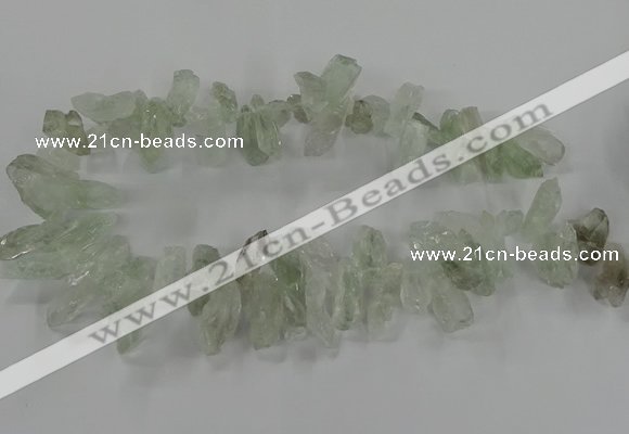 CTD2886 Top drilled 12*20mm - 15*35mm sticks green quartz beads